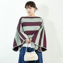 【送料無料】 crinkle crinkle crinkle クリンクル クリンクル クリンクル 2WAYボーダーポンチョ CC-3522 レディース トップス 長袖 ニット 2025SS F グリーン