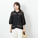 【送料無料】 CLOCHE クロシェ レース編みニットシャツカーデ 51285553 レディース トップス ニット 2025SS S ブラック/ホワイト