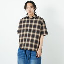 【送料無料】 SLICK スリック オンブレチェックドローストリングシャツ 5220105 メンズ トップス 半袖 2025SS 1/2 ブラウン/ブラック