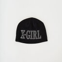 【送料無料】 X-girl エックスガール ラインストーンロゴビーニー 105252051005 レディース 帽子 ウォッチキャップ 2025SS F ブラック/カーキ
