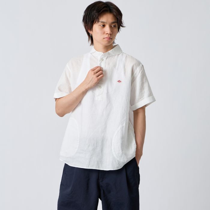 [Free Shipping] DANTON Round Collar Linen Cloth Pullover Shirt DT-B0284FLI Men's Tops Short Sleeve 2026SS M-XL 3 Colors