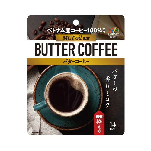 商品名 バターコーヒー 原材料 コーヒー(生豆生産国：ベトナム)、中鎖脂肪酸含有粉末油脂、ココナッツミルクパウダー(ココナッツ、マルトデキストリン)、クリームチーズパウダー、クリーミングパウダー、バターミルクパウダー、海洋深層水ミネラル粉末、グルコマンナン、シナモン、無塩バター／カゼインナトリウム、乳化剤、酸化防止剤(ビタミンE)、香料、(一部に乳成分・大豆を含む) メーカー 株式会社ユニマットリケン 内容量 70g 区分 日本/健康食品 広告文責 株式会社ジャパンフーズ 0166-61-8800