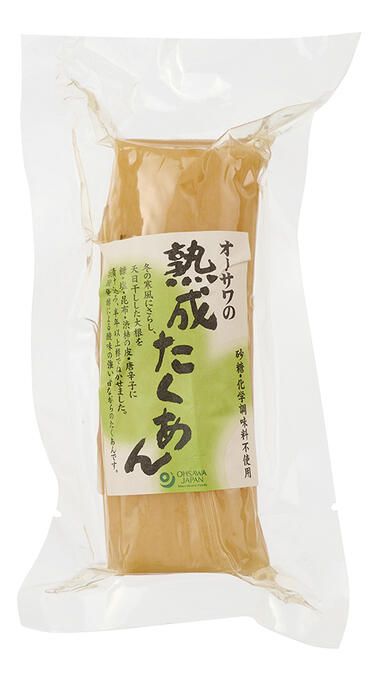 商品名 オーサワの熟成たくあん 原材料 大根（九州・山形産）、漬け原材料[糠（国産）、食塩（ふんわりいそ塩）、昆布（北海道産）、渋柿の皮（和歌山産）、唐辛子（国産）] メーカー オーサワジャパン株式会社 内容量 100g 区分 日本/食品 広告文責 株式会社ジャパンフーズ 0166-61-8800