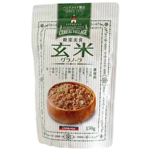 商品名 玄米グラノーラ 内容量 130g 原材料 小麦粉（国内製造）、玄米フレーク（玄米、麦芽エキス）、オートミール、植物油脂、砂糖、小麦胚芽、アーモンド、ココナッツ、白ゴマ、蜂蜜、クルミ、塩 広告文責 株式会社ジャパンフーズ 0166-61-8800 メーカー/区分 三育フーズ 日本/食品