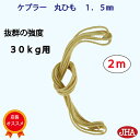 安全荷重30kg JHA 抜群の強度でオススメです。額縁用の吊り紐 ケブラー紐 ひも イエロー 耐熱性 耐寒性が高く 錆びない φ1.5mm 2メートル 壁掛け 超強力 額ひも 丸ひも ヒモ KP-2M