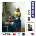 JHA 絵画 インテリア 油絵 額入り 額絵 世界の名画 フェルメール「牛乳を注ぐ女」アムステルダム国立美術館 高品質複製画 W340×H420 NK0-VE-...