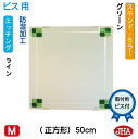 JHA 鏡 ミラー 洗面鏡 化粧鏡(デザインミラー) ステンド(グリーン) 正方形 W500×H500(ビス用) EM-50X50Tb-FG フレームレス ノン...