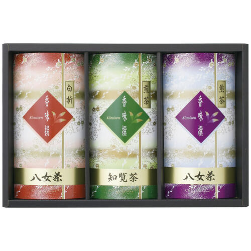 八女煎茶70g・知覧煎茶70g・八女白折茶70g各1箱・賞味期間/製造日より常温約540日・［日本製］●箱サイズ37.5×24.2×4cm・80サイズ・565g八女茶の特徴は、お茶栽培に適した地で栽培される茶葉はコクと味、香りなどを兼ね備えた全国的にも評価の高い九州を代表するお茶です。知覧茶は温暖気候で栽培されるため、力強さと甘みが特徴のお茶です。九州を代表する2大産地お茶の詰め合わせです。