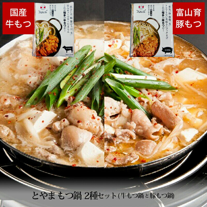 贈答 ギフト とやま もつ鍋 2種 セット 牛もつ鍋 豚もつ鍋 スープ付 各300g 冷凍便 メーカー直送 国産 グルメ ギフト 国産