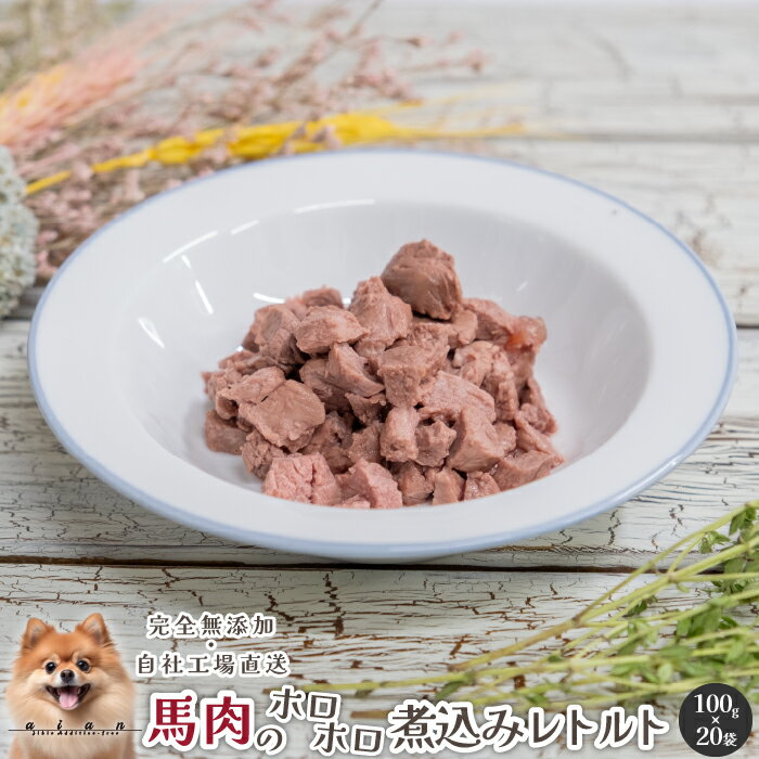 【LINE登録で300円OFFクーポン】■馬肉のホロホロ煮込みレトルト2kg(100g×20P)■ 犬 無添加 おやつ aian ..