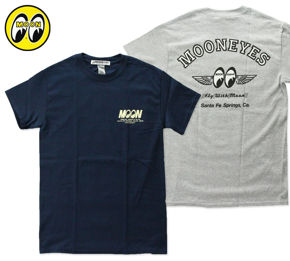 ムーンアイズ Tシャツ メンズ 半袖 アメカジ おしゃれ かっこいい かわいい ホットロッド レーシング モーター MOONEYES FLY with MOON 【メール便OK】＿TS-TM006-MON