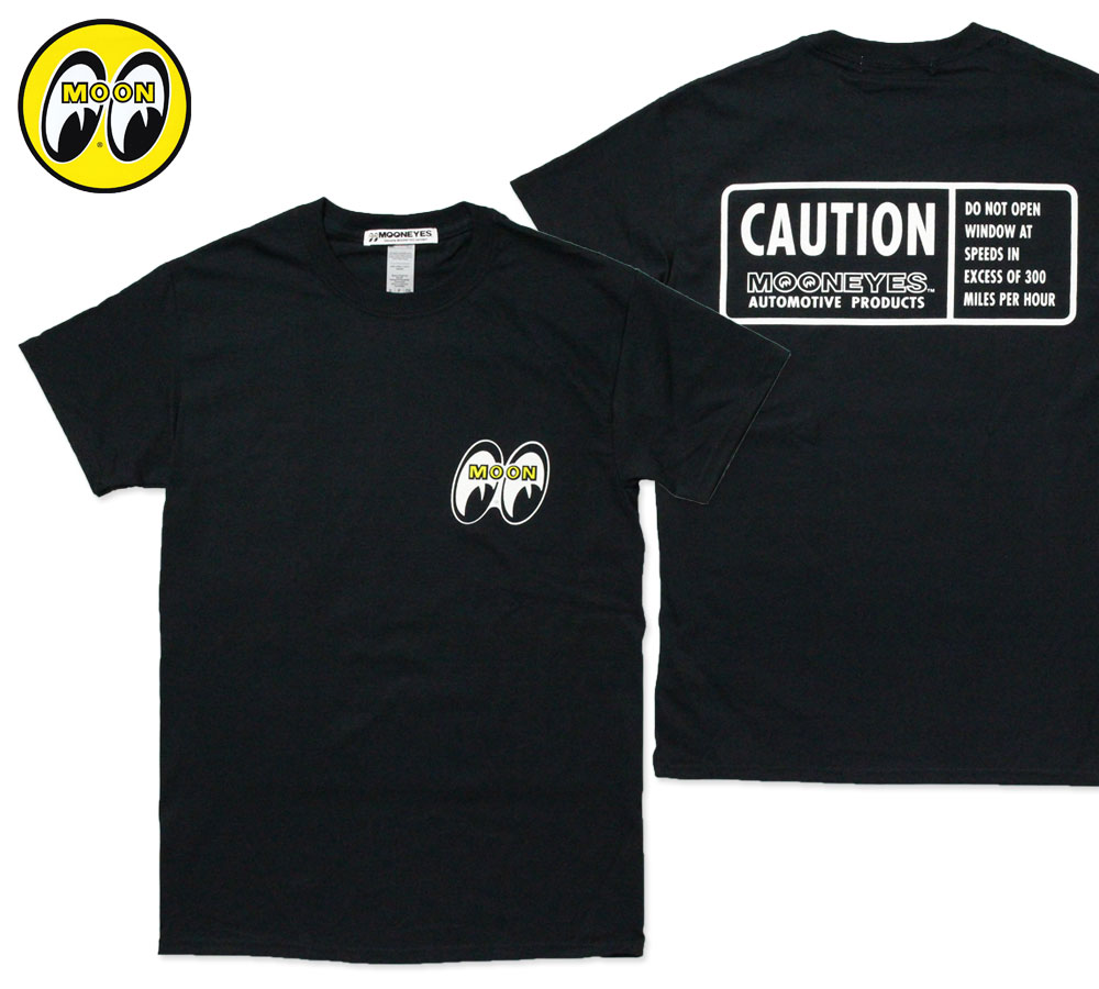 ムーンアイズ Tシャツ メンズ 半袖 アメカジ おしゃれ かっこいい かわいい ホットロッド レーシング モーター MOONEYES MOON CAUTION 【メール便OK】＿TS-TM567BK-MON