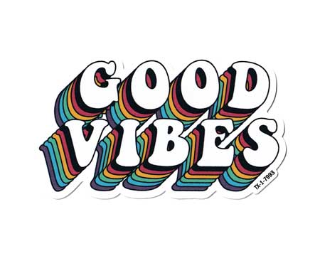 100円ステッカー アメリカン おしゃれ かっこいい 車 バイク スマホ アウトドア キャンプ ス−ツケース ヒッピー アメリカン雑貨 GOOD VIBES 【メール便OK】＿SC-100-7993-AHD