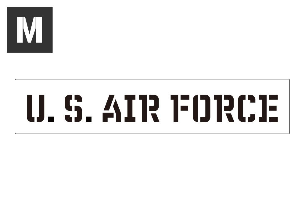 ステンシルシート ステンシルプレート ステンシル アルファベット アメリカン ミリタリー DIY コロナ アメリカン雑貨 プラスチック製 クイックステンシル サイズM U.S. AIR FORCE アメリカ空軍 【メール便OK】＿SL-STL1321M-AHD
