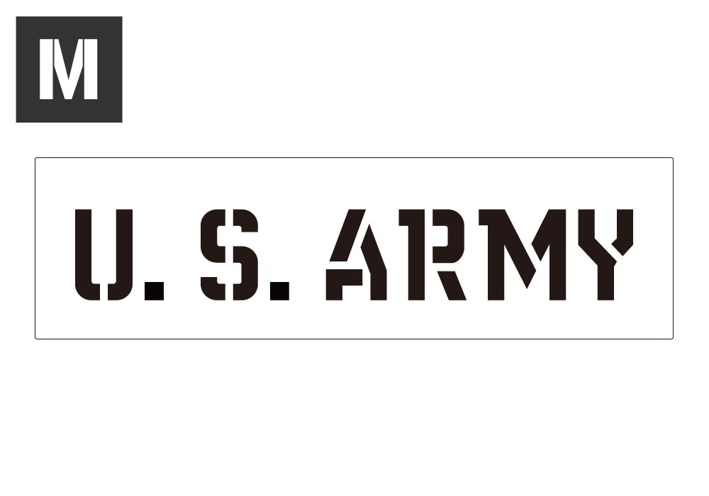 ステンシルシート ステンシルプレート ステンシル アルファベット アメリカン ミリタリー DIY コロナ アメリカン雑貨 プラスチック製 クイックステンシル サイズM U.S. ARMY アメリカ陸軍 ＿SL-STL1322M-AHD