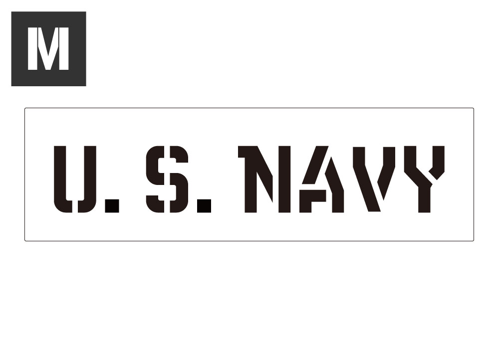 ステンシルシート ステンシルプレート ステンシル アルファベット アメリカン ミリタリー DIY コロナ アメリカン雑貨 プラスチック製 クイックステンシル サイズM U.S. NAVY アメリカ海軍 【メール便OK】＿SL-STL1323M-AHD