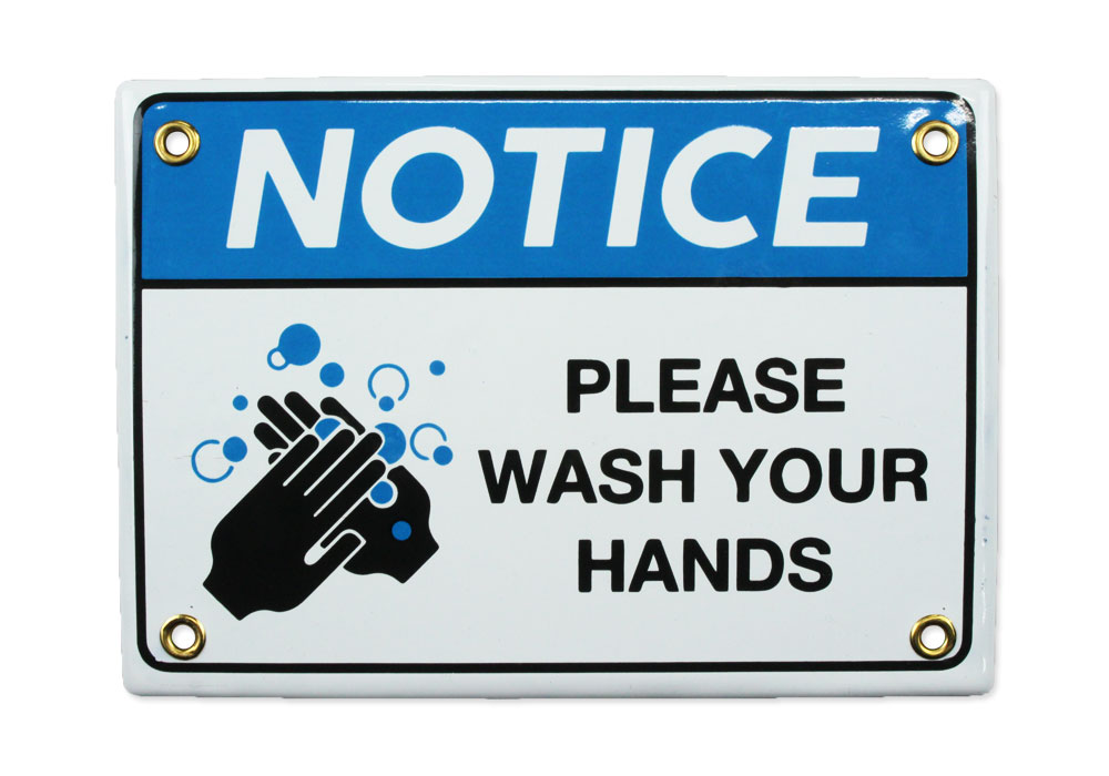 _g TCv[g TC{[h  Ŕ ē \ CeA G   AJ DULTON ENAMELED NOTICE SIGN WASH YOUR HANDS y[OKzQSP-H200144WH-DLT