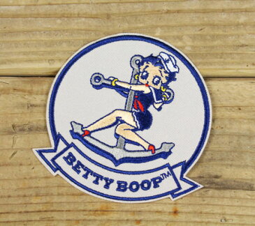 ベティ・ブープ ワッペン アイロン キャラクター アメリカ セクシー アメカジ ワークシャツ ジャケット アメリカン雑貨 BETTY BOOP NAVY 【メール便OK】_WP-BBW005-SHO