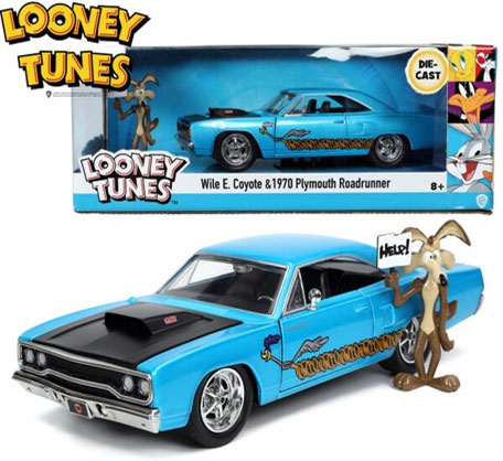 ロードランナー ミニカー アメ車 1/24 ルーニーテューンズ プリムス コヨーテ フィギュア アメリカ アメリカン雑貨 JADA LOONEY TUNES 1970 Plymouth Road w/WILE E COYOTE＿MN-32038-SPSのサムネイル