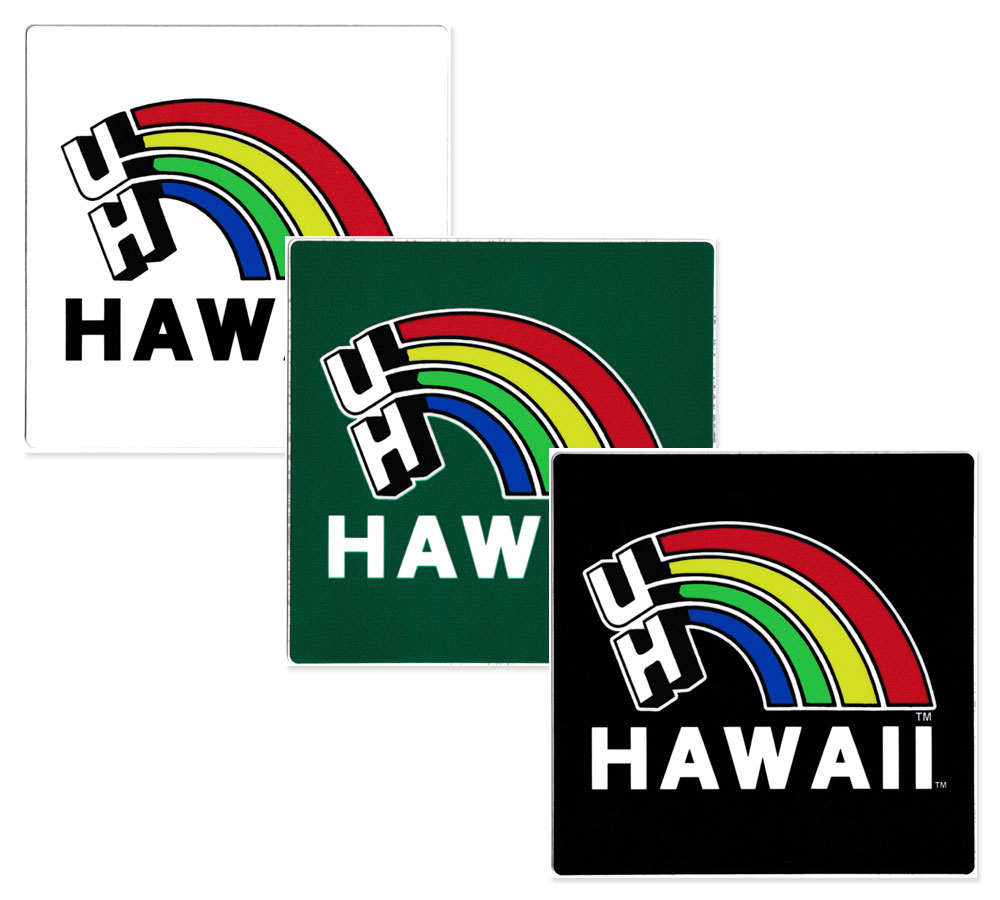 ハワイ大学 ステッカー ハワイ アメリカン 車 バイク おしゃれ かっこいい ハワイ雑貨 アメリカン雑貨 University of Hawaii レインボー スクエア 【メール便OK】＿SC-4JDP2205-AMNのサムネイル
