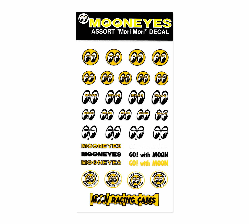ムーンアイズ ステッカー セット アメリカン 車 かっこいい おしゃれ バイク カーステッカー ホットロッド MOONEYES 転写タイプ ASSORT Mori Mori DECAL 【メール便OK】＿SC-DM067-MON