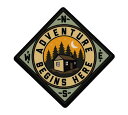 ステッカー アウトドア キャンプ アメリカン おしゃれ かっこいい かわいい 車 バイク アメリカン雑貨 Vintage Outdoor Budges ADVENTURE BEGINS_【メール便OK】SC-VOB026-AHD
