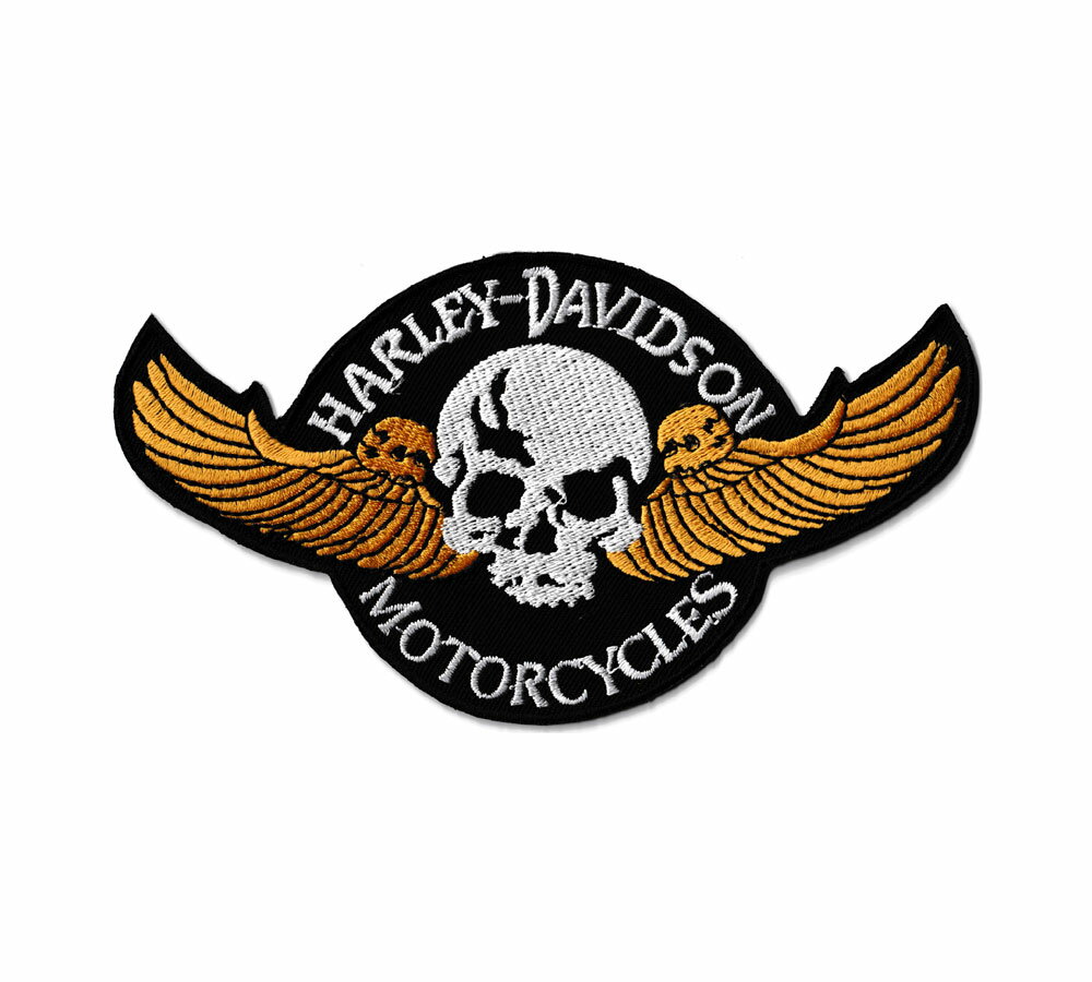 ハーレーダビッドソン HARLEY-DAVIDSON ワッペン アイロン 大人向け おしゃれ かっこいい アメカジ アメリカン スカルウイング 【メール便OK】＿WP-406-FEE