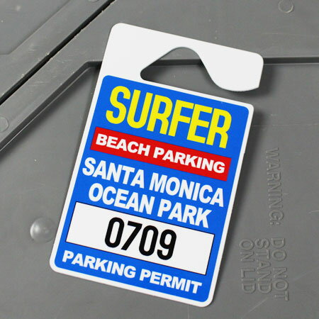 パーキングパーミットタグ カー用品 ルームミラー 飾り カーアクセサリー PARKING PERMIT TAG サンタモニカビーチ ＿PP-SPT006-HBT