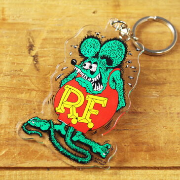 ラットフィンク キーホルダー キーリング おしゃれ 鍵 車 バイク RAT FINK アメリカ アメリカン雑貨 プラスチック グリーンフィンク 【メール便OK】_KH-RKF049GR-MON