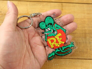 ラットフィンク キーホルダー キーリング おしゃれ 鍵 車 バイク RAT FINK アメリカ アメリカン雑貨 プラスチック グリーンフィンク 【メール便OK】_KH-RKF049GR-MON