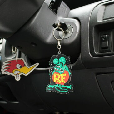 ラットフィンク キーホルダー キーリング おしゃれ 鍵 車 バイク RAT FINK アメリカ アメリカン雑貨 プラスチック グリーンフィンク 【メール便OK】_KH-RKF049GR-MON