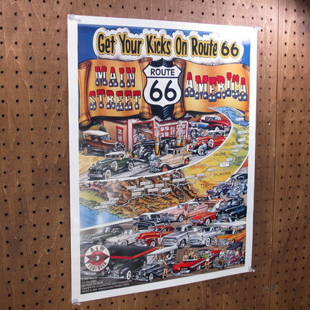 ルート66 ポスター レトロ ROUTE66 アメ車 アメリカ アメリカン雑貨 Get Your Kicks On Route66＿PT-010-FEE