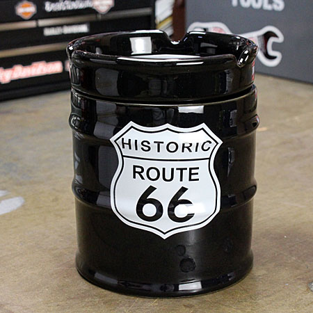 ルート66 灰皿 おしゃれ 陶器製 面白い ドラム缶 ROUTE66 アメリカ アメリカン雑貨＿TW-029-HYS