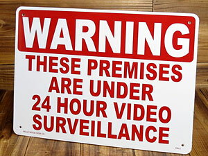 サインプレート 看板 サインボード 標識 防犯 カメラ セキュリティー 24時間監視中 アメリカ アメリカン雑貨＿SP-CA02-SHO