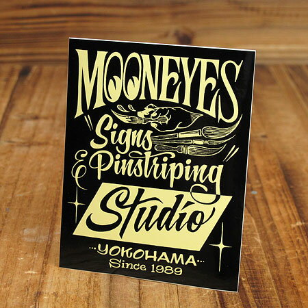 ムーンアイズ ステッカー 車 アメリカン おしゃれ バイク ヘルメット かっこいい カーステッカー アメ車 ホットロッド MOONEYES S&Pステューディオ ブラック 【メール便OK】_SC-DM190BK-MON