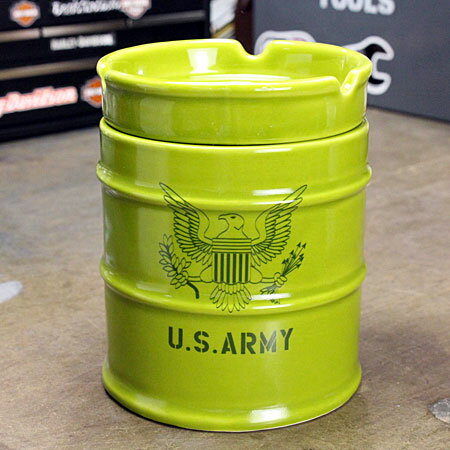 ミリタリー 灰皿 おしゃれ 陶器製 面白い ドラム缶 US ARMY アメリカ陸軍 アメリカ アメリカン雑貨＿TW-027-HYS