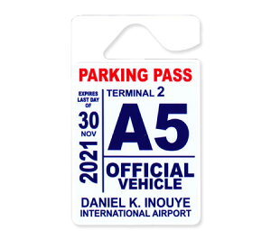 パーキングパーミットタグ ハワイ 雑貨 カー用品 ルームミラー 飾り カーアクセサリー 駐車許可証 PARKING PERMIT TAG ダニエル・K・イノウエ国際空港 【メール便OK】_PP-HIDPPT012-HBT