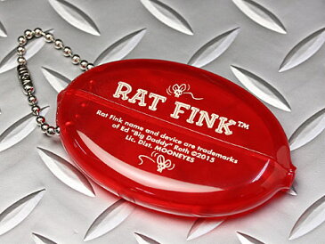 ラットフィンク コインケース キーリング付 小銭入れ ラバーコインケース RAT FINK アメリカ アメリカン雑貨 フェイス クリアレッド 【メール便OK】_KH-RAF456DR-MON