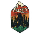 ステッカー アウトドア アメリカン おしゃれ スーツケース 車 バイク かっこいい Vintage Outdoor Budges 熊 山 GRIZZLY 【メー...