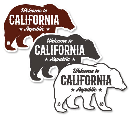 ステッカー アメリカン おしゃれ かっこいい 車 クマ 熊 カリフォルニア アウトドア キャンプ スーツケース カーステッカー Welcome to California Decal グリズリー サイズM 【メール便OK】＿SC-WCR1850M-AHD