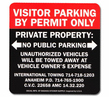 ステッカー アメリカン おしゃれ かっこいい 駐車禁止 警告 サイン 表示 私有地 BADASS STICKER SUPPLY 【メール便OK】＿SC-BSS017-RGH