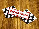 ステッカー 車 アメリカン おしゃれ バイク ヘルメット かっこいい タイヤ カーステッカー 復刻 ファイアストン ファイヤストーン Firestone チェッカーフラッグ 【メール便OK】＿SC-DZ271-MON