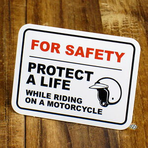 ステッカー バイク ヘルメット アメリカン インテリア サイン 表示 案内 注意 警告 おしゃれ かっこいい 「バイクに乗る時はヘルメットを着用」 【メール便OK】＿SC-EL004-SXW