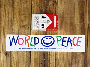 ステッカー 平和 反戦 車 アメリカン おしゃれ バイク ヘルメット かっこいい カーステッカー WORLD PEACE サイズL 【メール便OK】＿SC-BS008-GEN