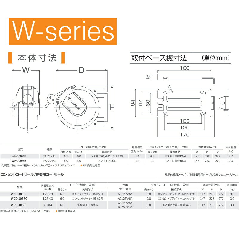 三協リール WCC-306C　Wシリーズ ラチェット式　コンセントコード 1.25×3心 長さ6m...