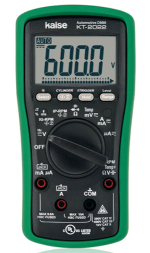 KT-2022　自動車用多機能テスター　各種電装系チェックに対応　バックライト付大型LCD