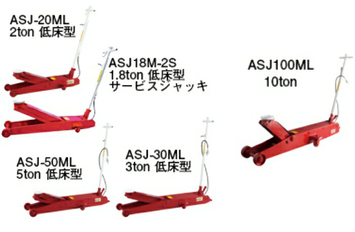 ASJ-30ML マサダ エアーサービスジャッキ（エア式) 低床、ペダル付き