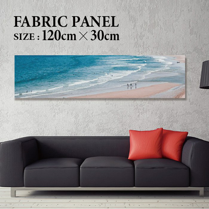 Rakuten - ファブリックパネル 120x30cm 飾るだけでお洒落に！ アートパネル ヤシ 部屋 インテリア アート パネル ボード 雑貨 フレーム 人気 壁掛け サーフ DIY インテリア オシャレ ソファー ウォール 北欧 壁紙 空 サーフィン 雲 青空 綺麗 青 水色 海 うみ