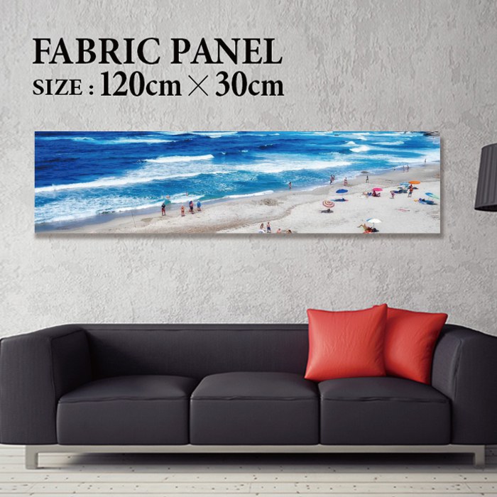 ファブリックパネル 120x30cm 飾るだけでお洒落に！ アートパネル ヤシ 部屋 インテリア アート パネル ボード 雑貨 フレーム 人気 壁掛け サーフ DIY インテリア オシャレ ソファー ウォール 北欧 壁紙 空 サーフィン 雲 青空 綺麗 青 水色 海 うみ