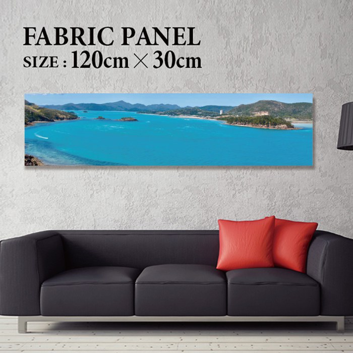 乐天商城 - ファブリックパネル 120x30cm 飾るだけでお洒落に！ アートパネル ヤシ 部屋 インテリア アート パネル ボード 雑貨 フレーム 人気 壁掛け サーフ DIY インテリア オシャレ ソファー ウォール 北欧 壁紙 空 サーフィン 雲 青空 綺麗 青 水色 海 うみ